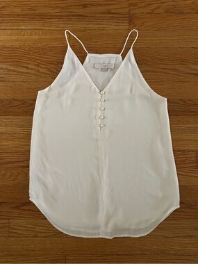 LOFT Cream V-Neck Spaghetti Strap Camisole with Covered Buttons